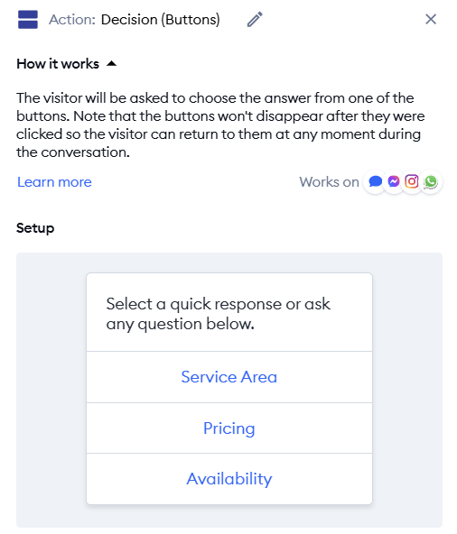 Tidio decision buttons